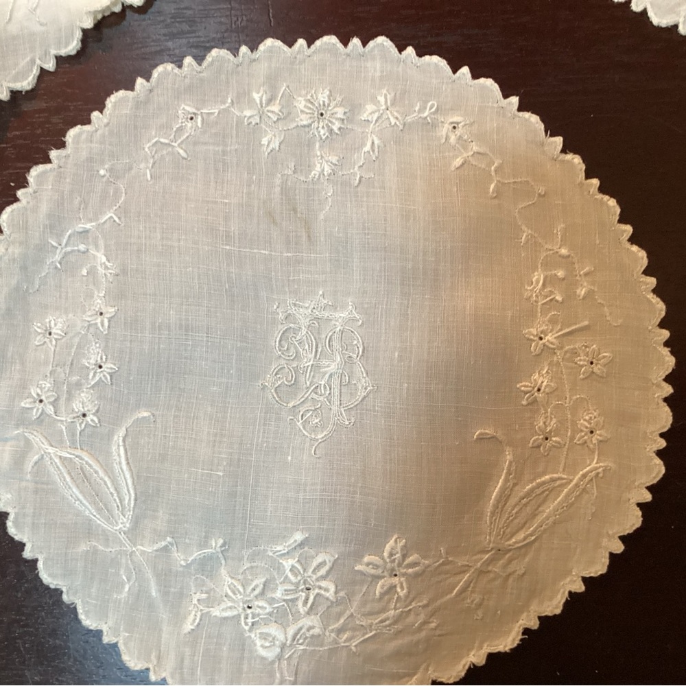 Set of 12 Monogrammed Cocktail Rounds in the Marghab Style